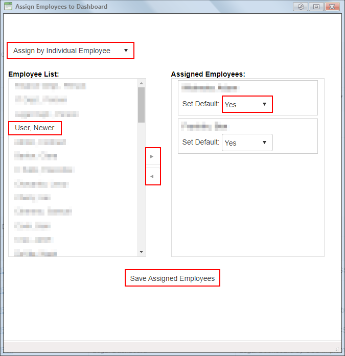 Assign Employees to Dashboard