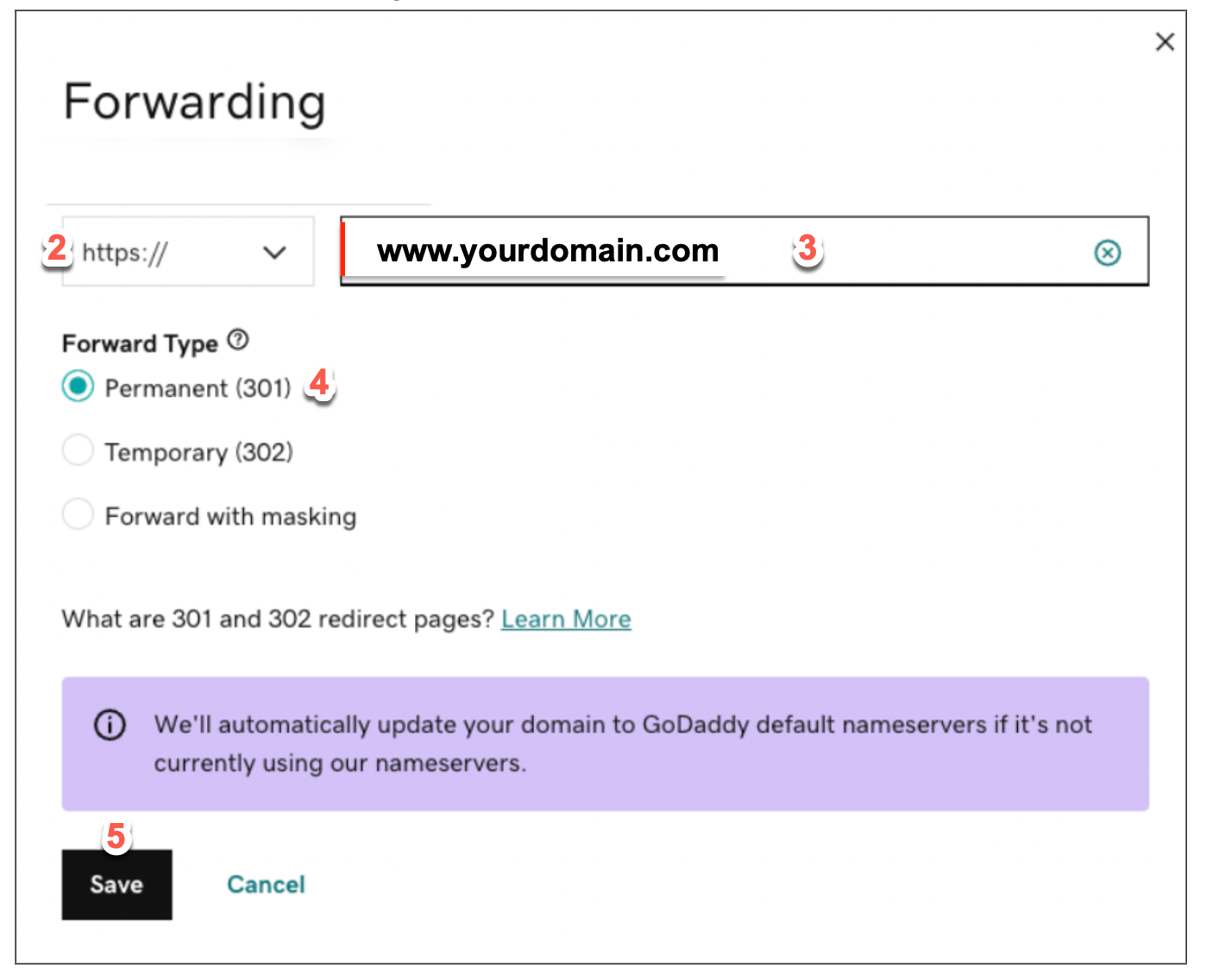 GoDaddy Forwarding