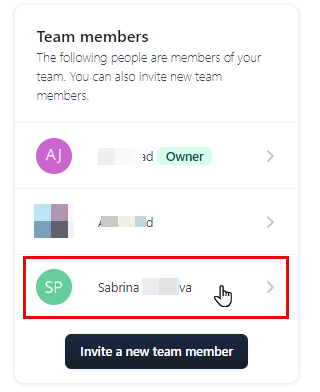 Image showing clicking on team member profile