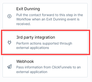 3rd Party Integration Step