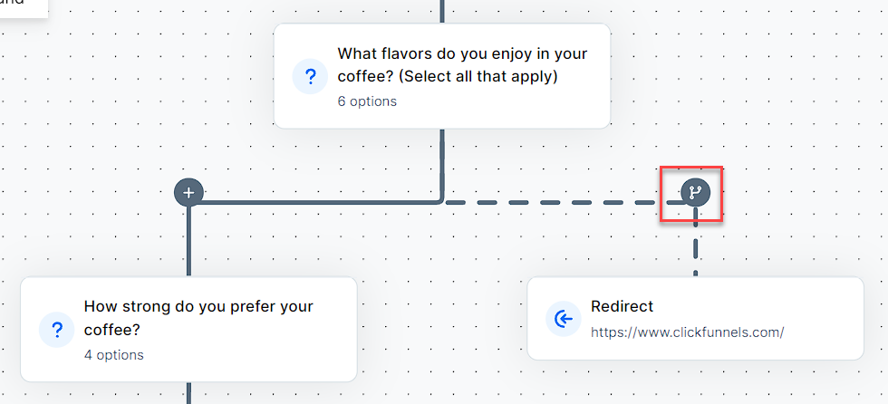 image showing the branch icon for editing survey rules.