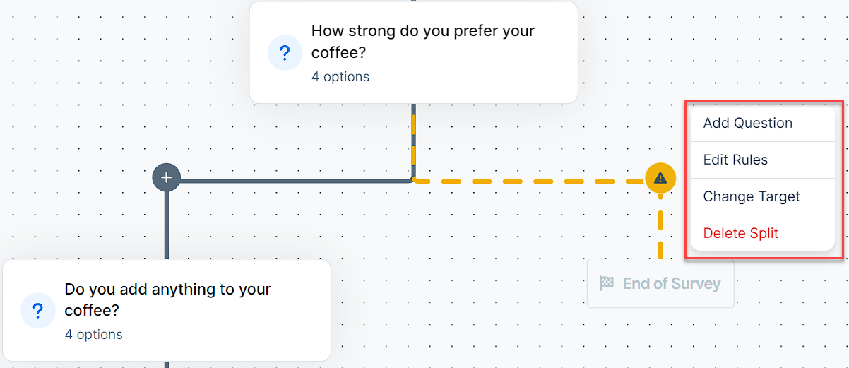 Options for Adding splits