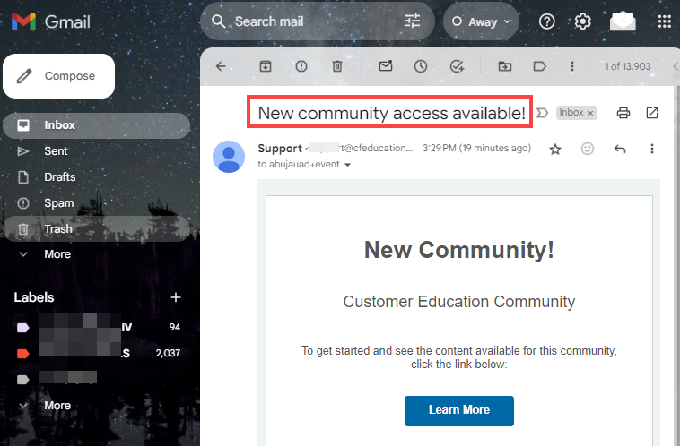 Community Access Email Example