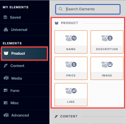 Advanced Products Elements