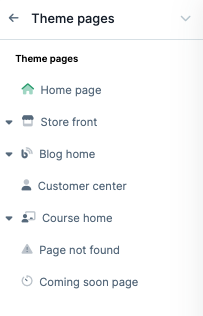 Screenshot of the theme pages tab.