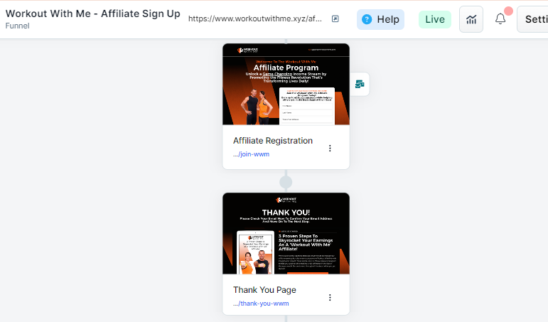 Affiliate signup funnel