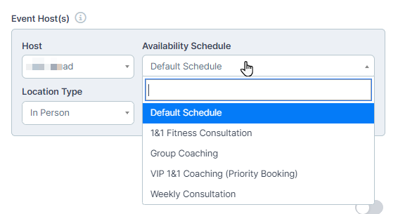 Select Availability Schedule