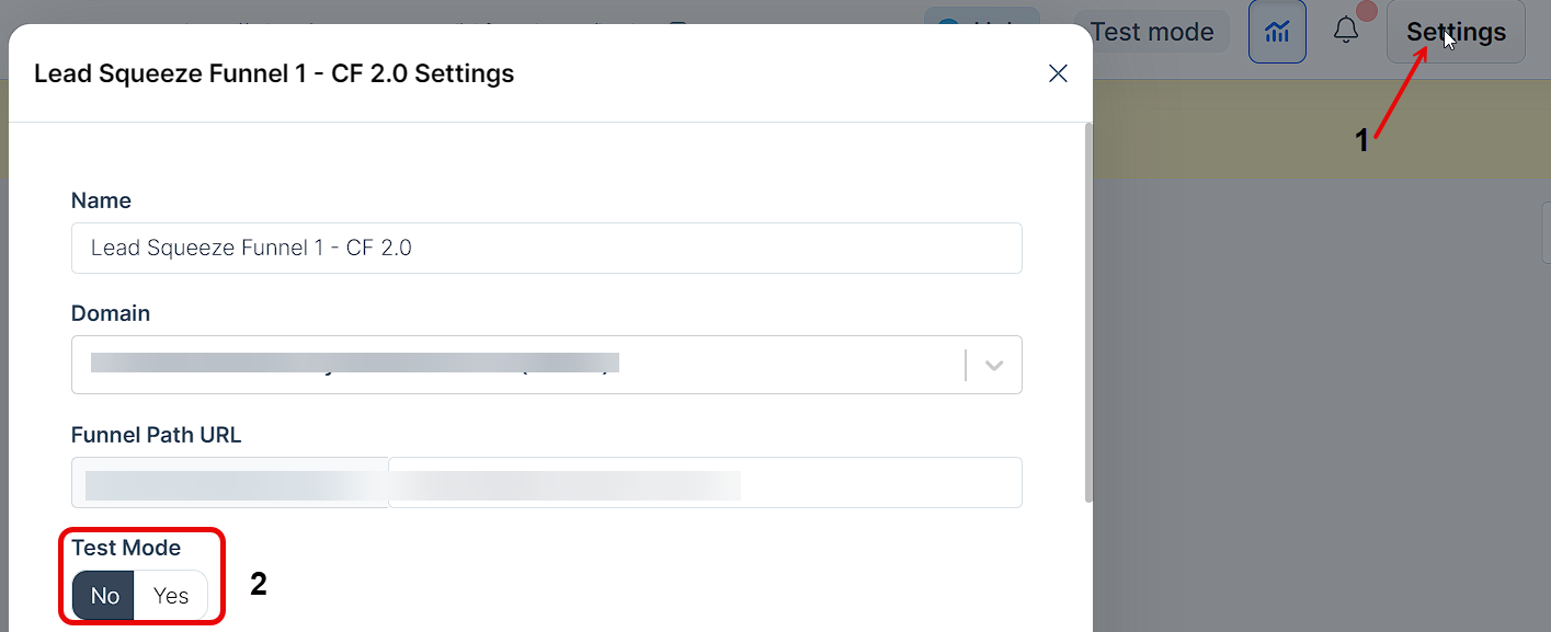 Sunnel settings button