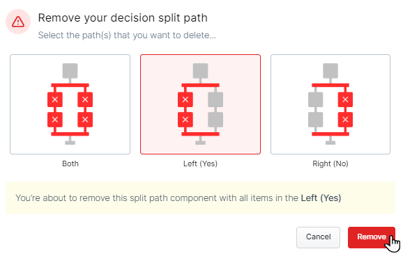 Select a path to delete