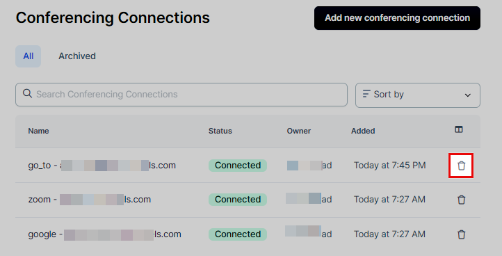 Deleting Conferencing Connection