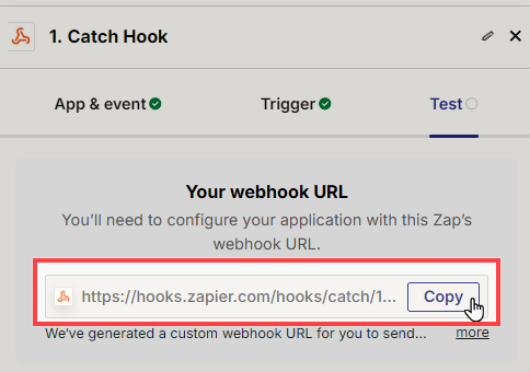 Copy Zapier Webhook URL