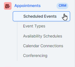 Scheduled Events Menu