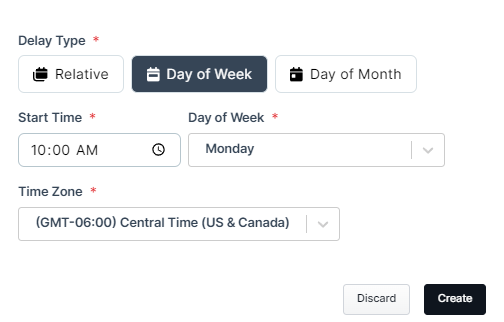 Day of the Week Delay Settings