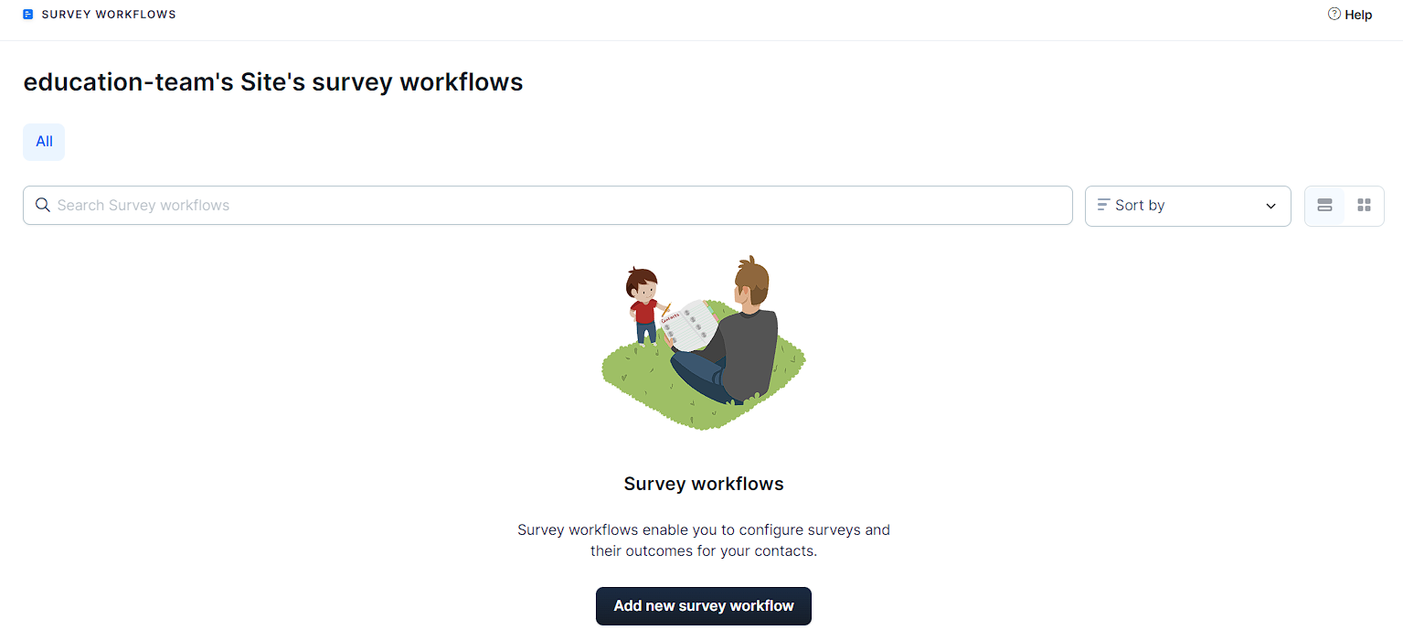 A screenshot of the survey workflows dashboard.