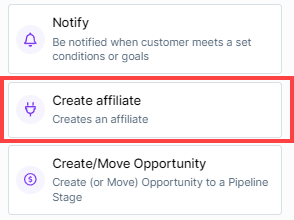 Create Affiliate Step