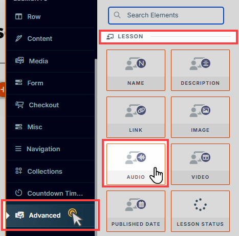 Insert Lesson Audio Element