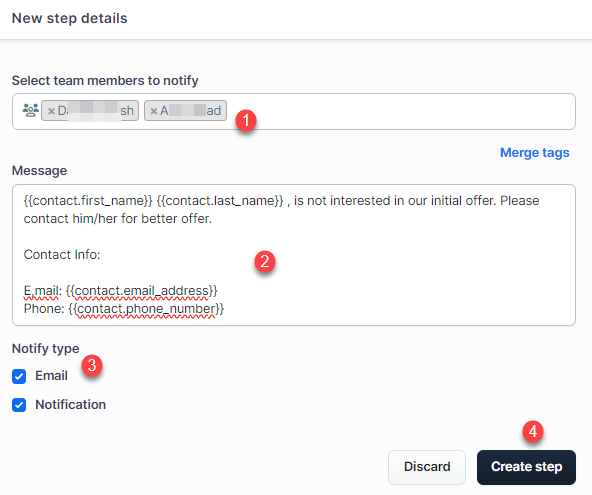 Configure Notify Step