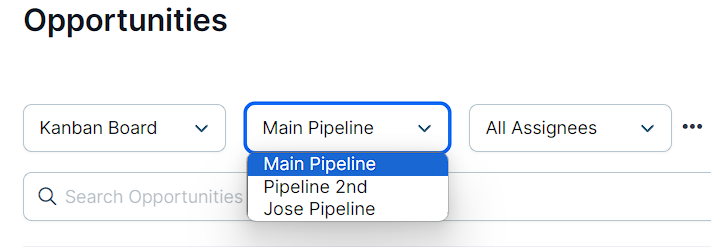 Pipeline drop down menu