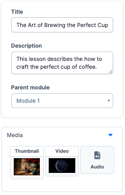 Screenshot of the lesson settings.