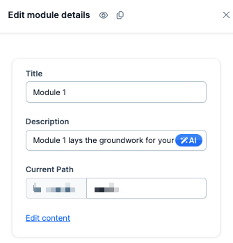 Screenshot of the Module Info section of the module settings.