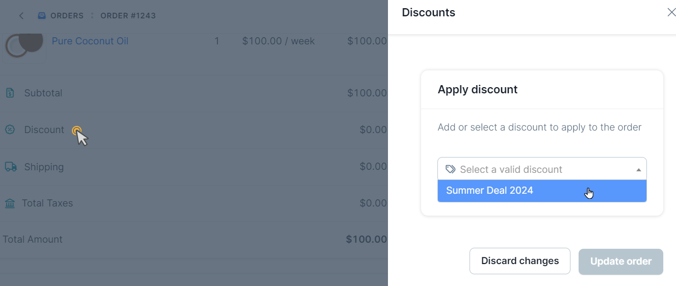 Manually adding discount