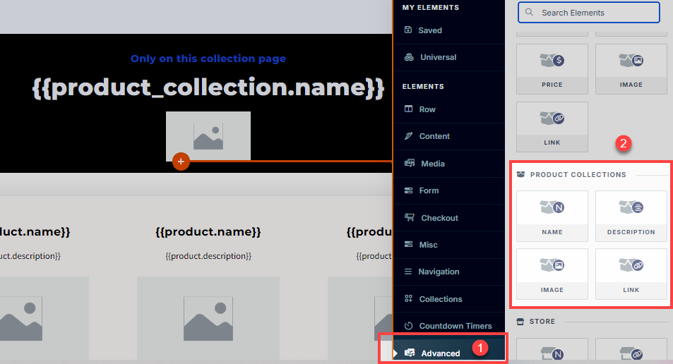 Advanced Products Collections Elements