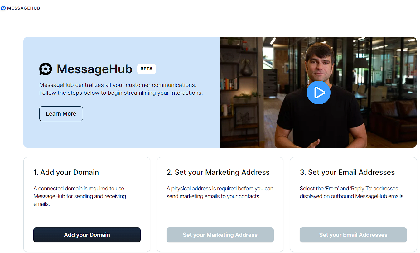 MessageHub dashboard