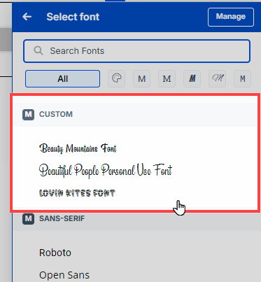 Select Custom Font