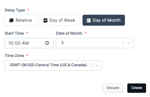 Day of the Month Delay Settings