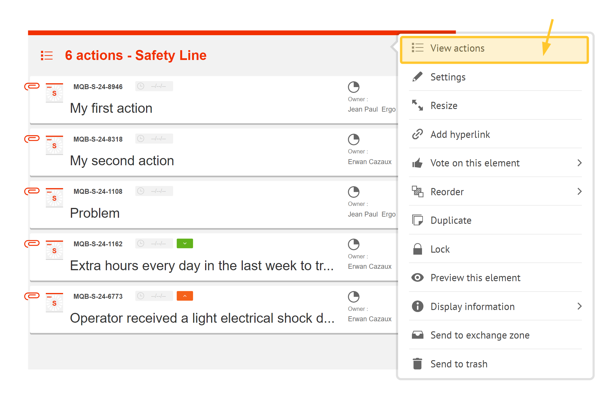 QCD- plan d'action - tableau d'actions