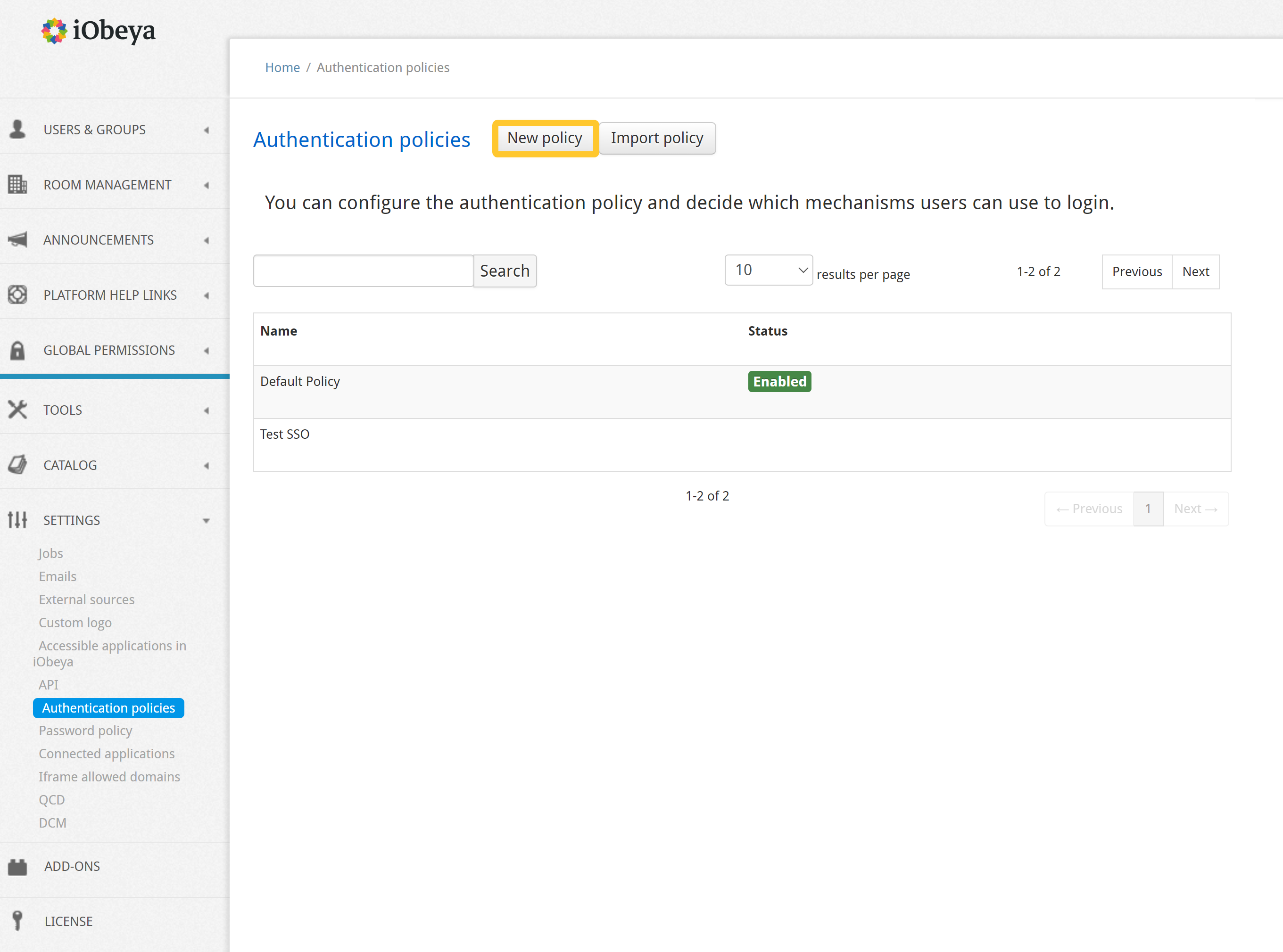 SSO - creating a new authentication policy with 3 mechanisms