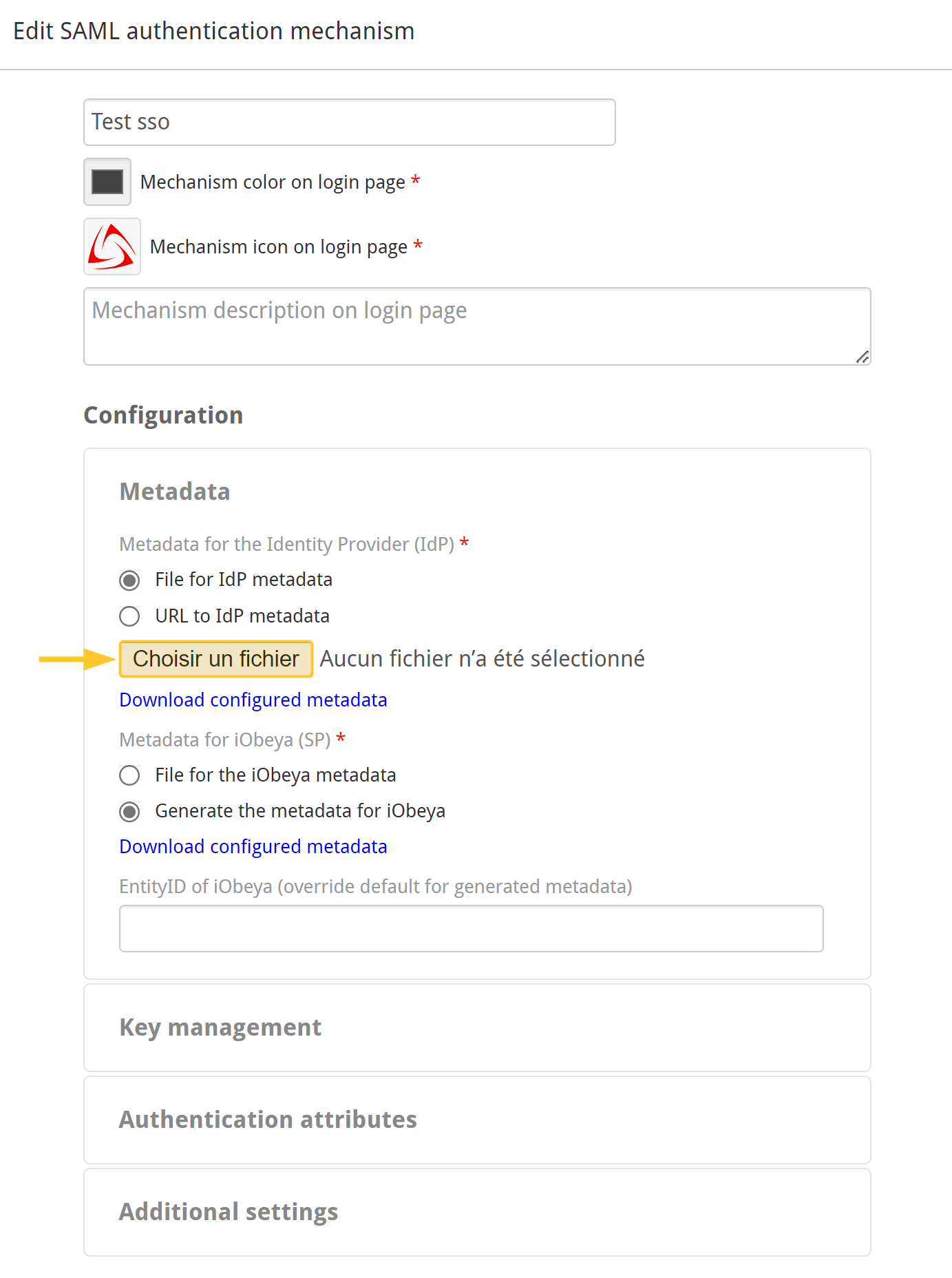 SSO - uploading the iObeya metadata