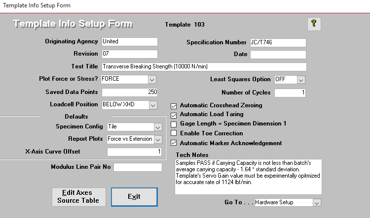 3. Template Info Setup Form