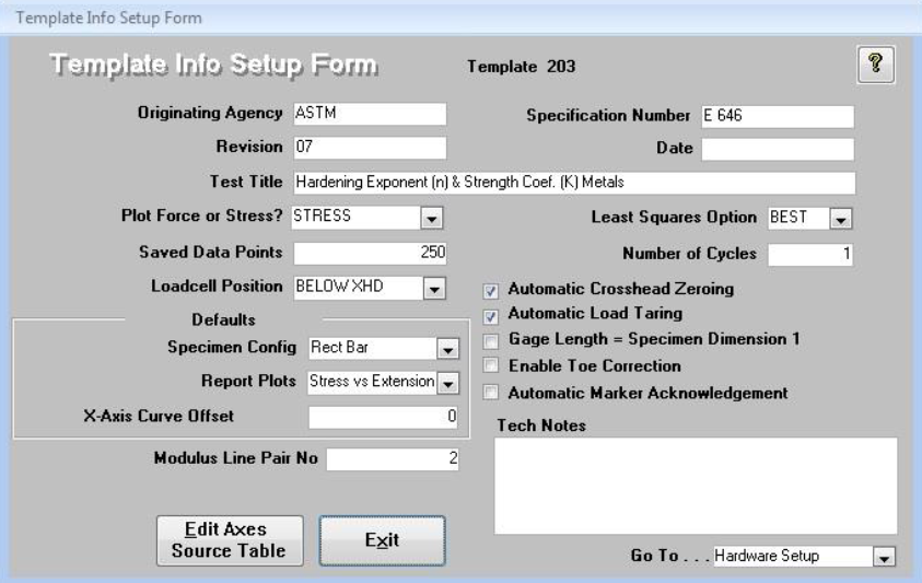 User Setup Form 3. Template Info Setup Form