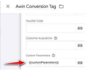 Map own custom variable in Awin Conversion Tag