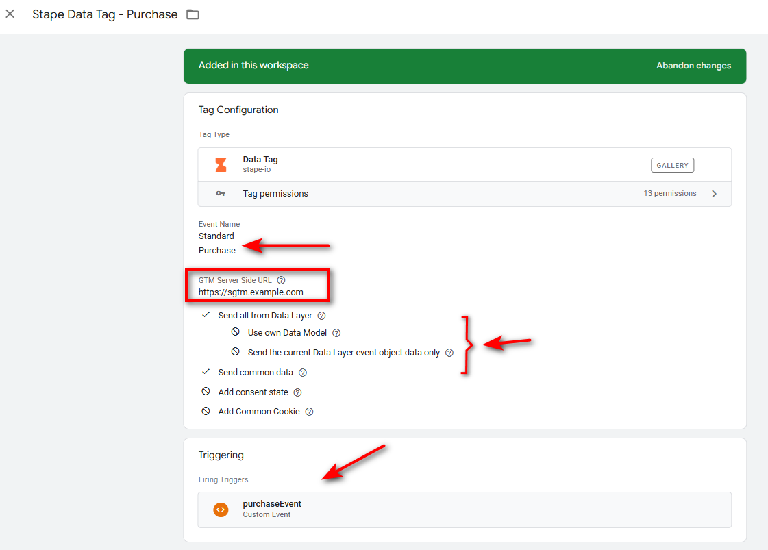 Stape Data Tag: Purchase