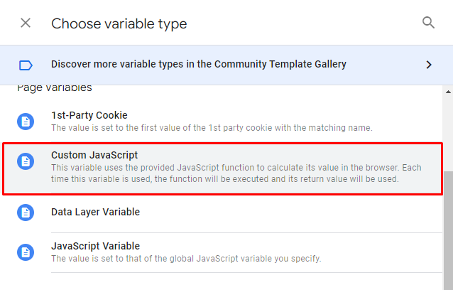 GTM : custom javascript