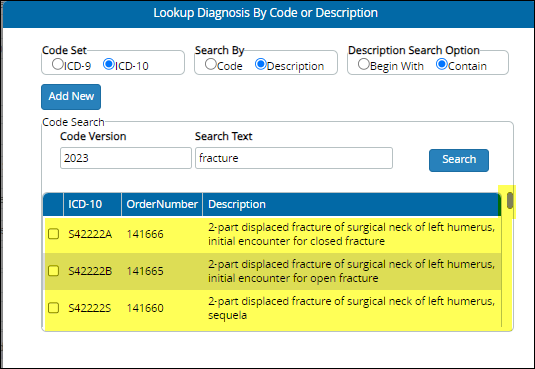ICD Diagnosis Codes