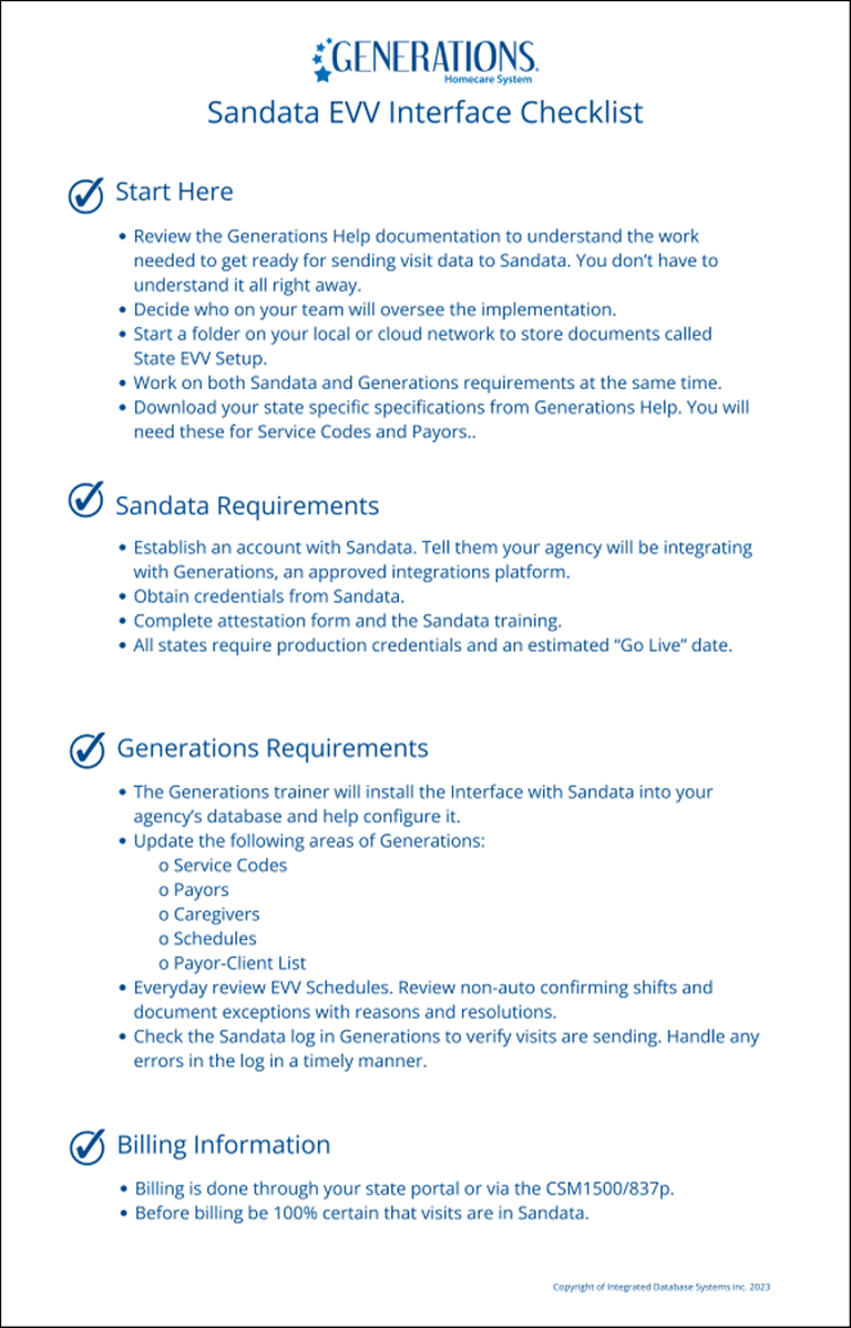 Sandata Task Card Pennsylvania Sandata