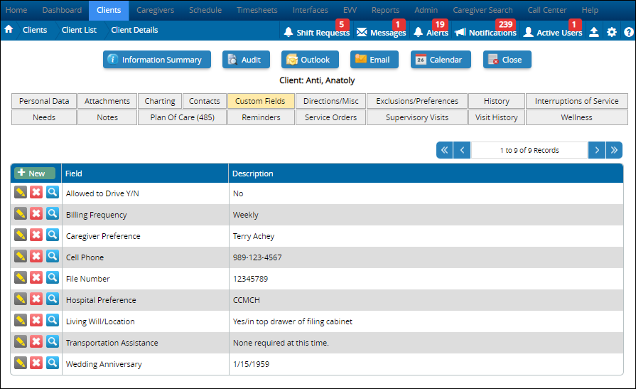 Client Custom Fields