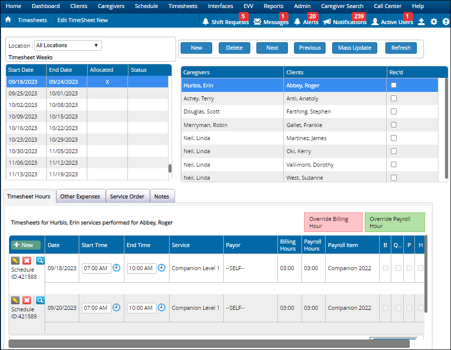 Edit Timesheet - Timesheets