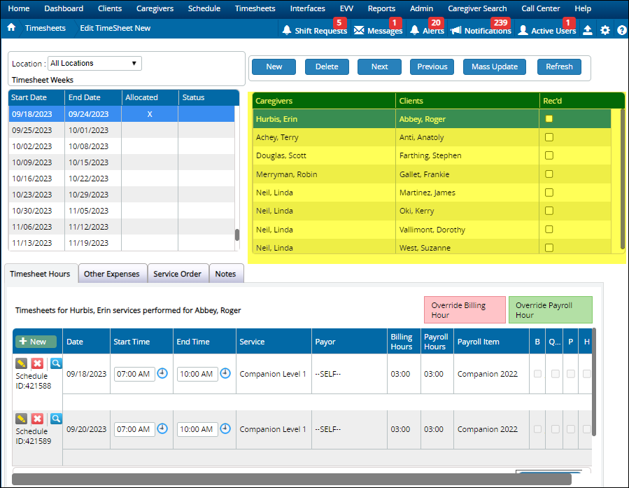 Edit Timesheet - Timesheets