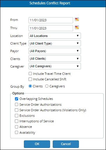 Schedule Conflict Report
