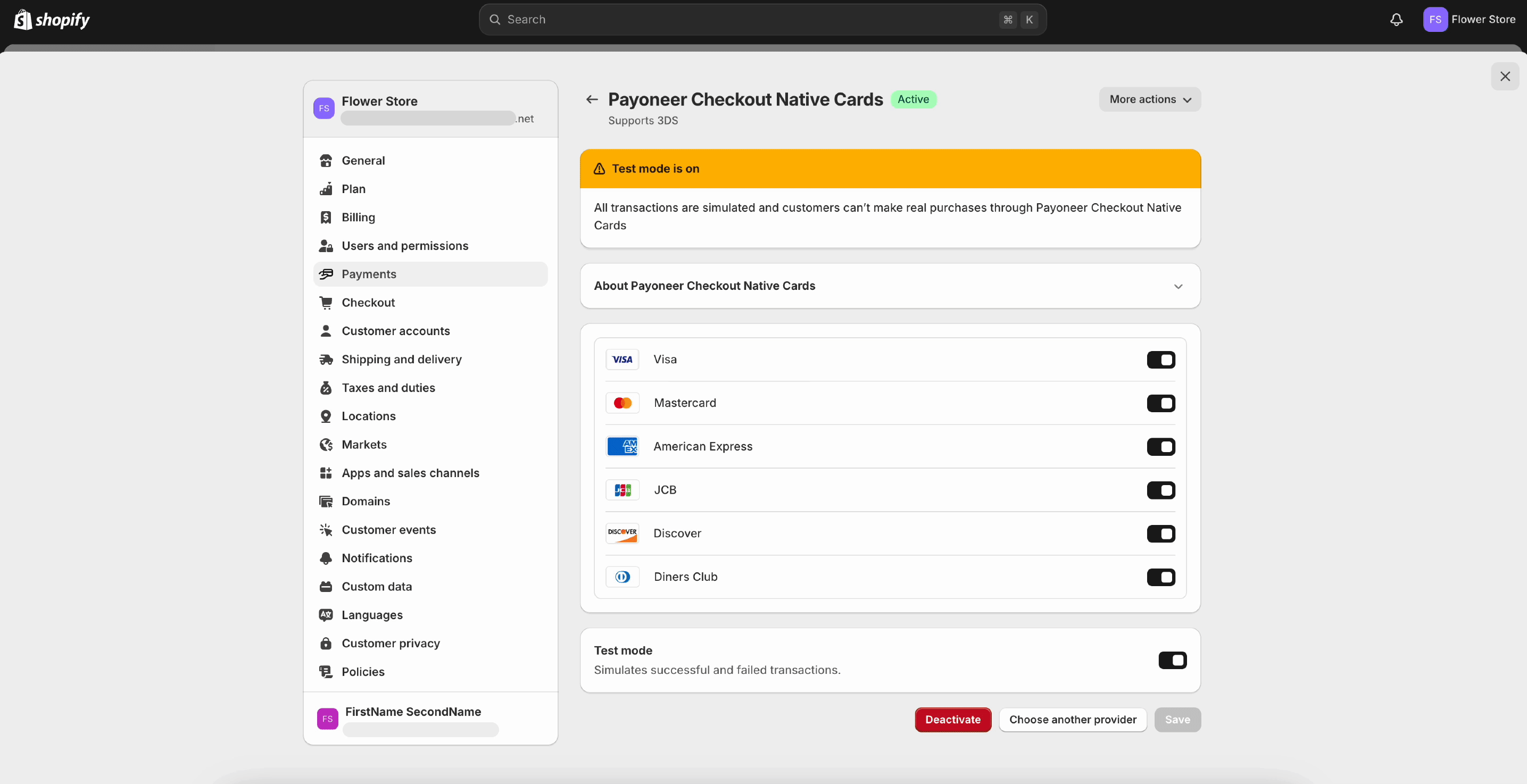 Configure supported payment options