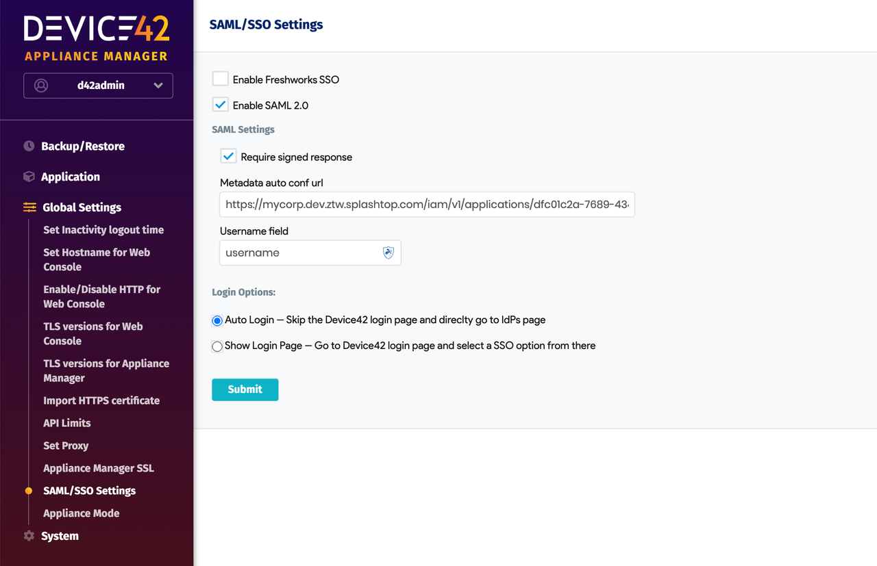 Using SSW to Access an Internal Device42 Instance with SAML SSO