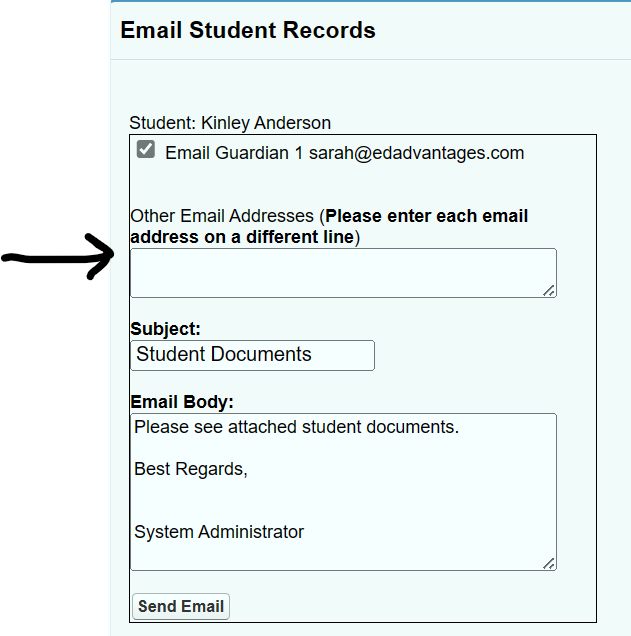 Student File: Emailing Forms from the Student File