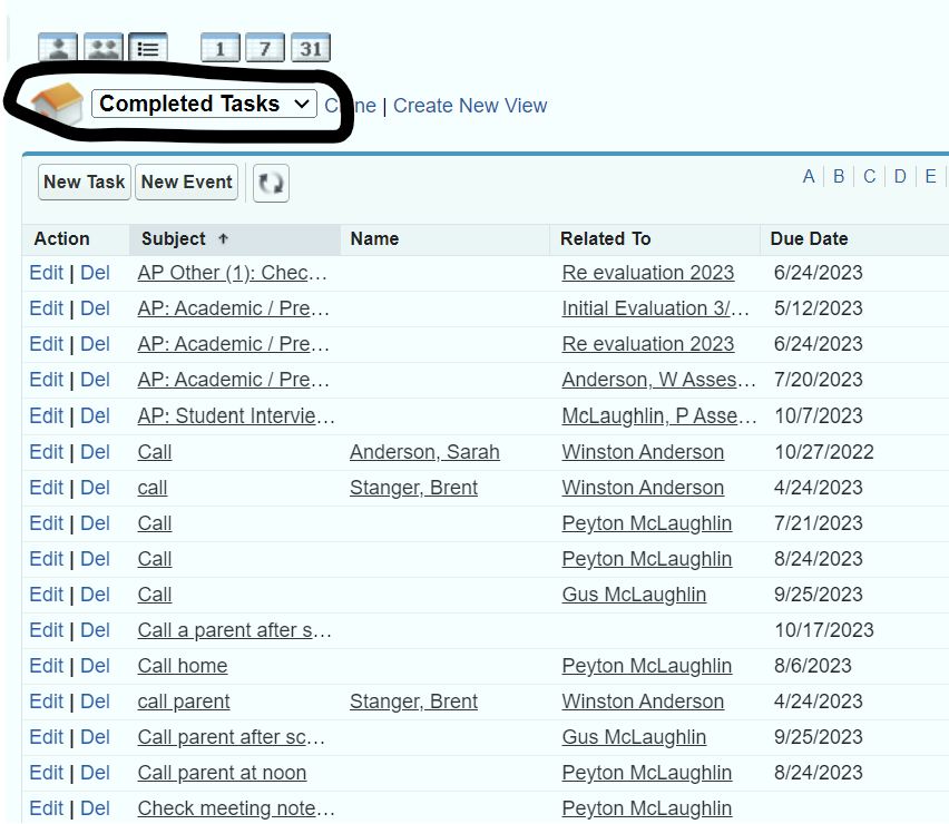 Tasks: Locating completed tasks