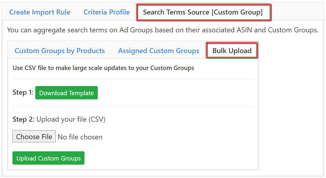 Custom Group Bulk Upload