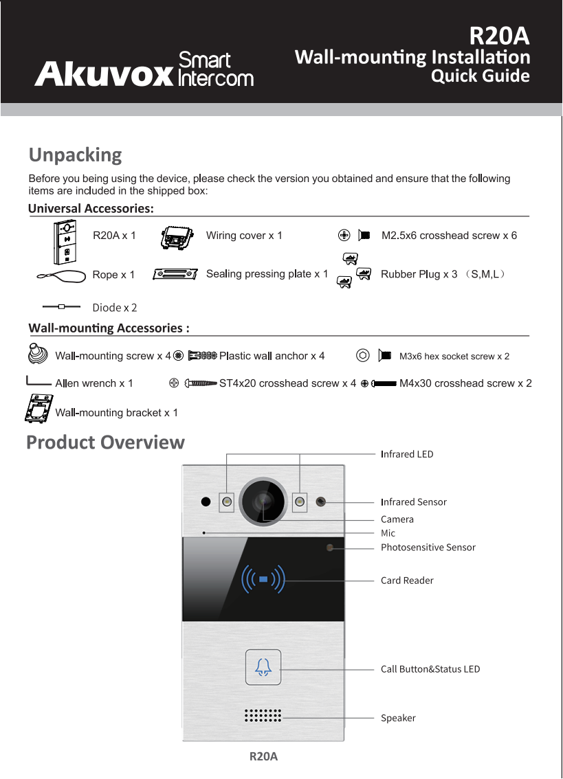 Akuvox R20A Series Quick Guide_On-Wall Mounting_V1.2