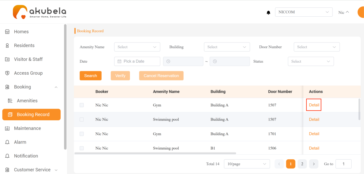 Intrerface Control Document Amenities Booking Management